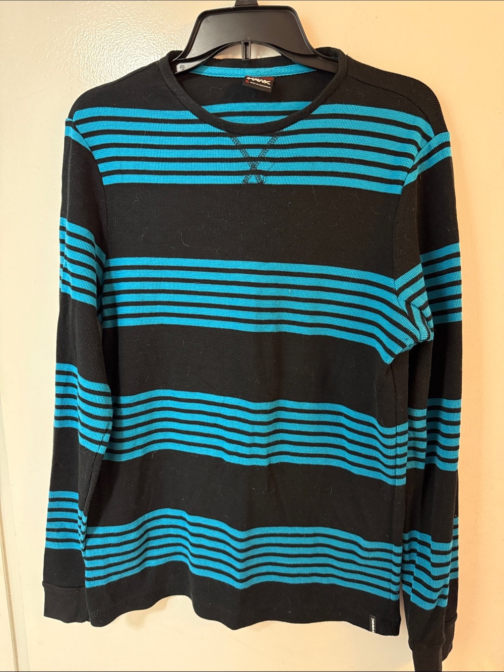 Tony Hawk Black & Teal Striped Long-Sleeve Crew